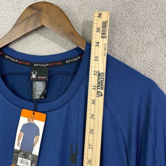 NEW Spyder Active Men's XXL Blue Short Sleeve Shirt Polyester Spandex - Picture 4 of 8